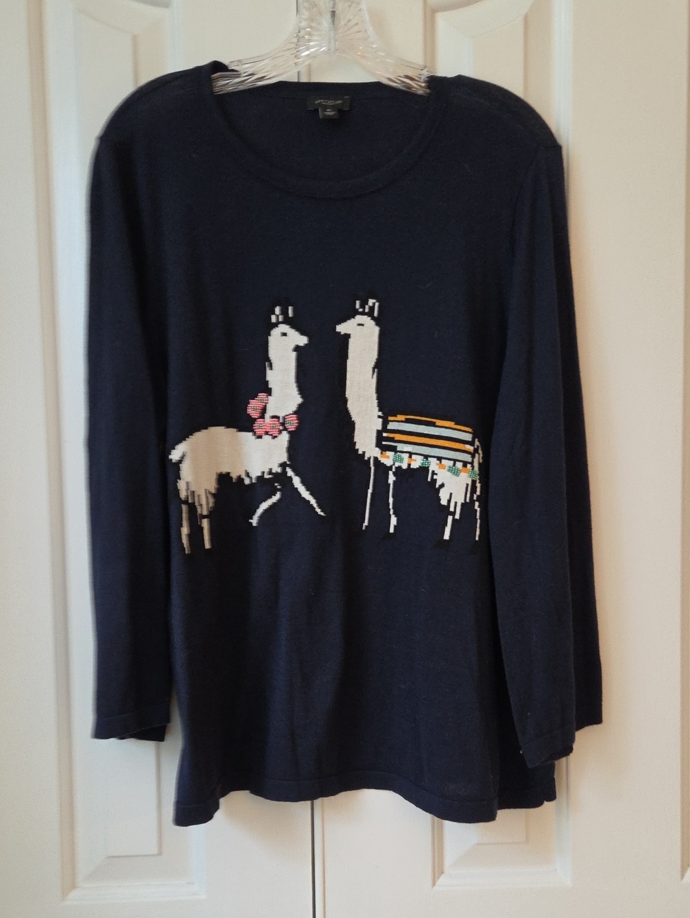 Ann Taylor Factory Navy Llama Graphic Light Sweater